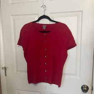 Ann Taylor Women's Red Button Down Shirt
